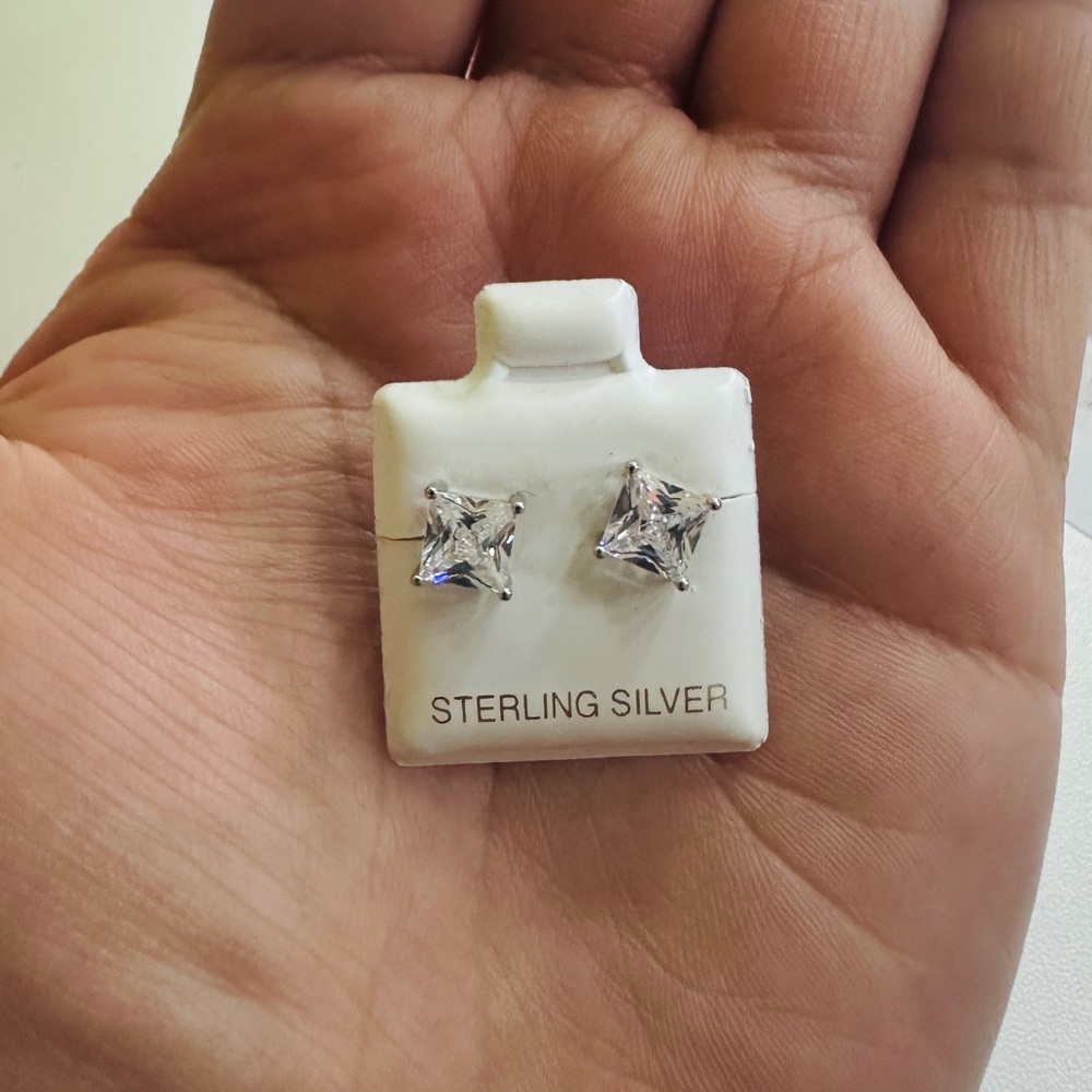 Sterling Silver Square Stud Earrings